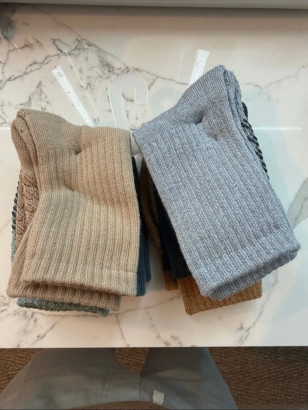 Kids Ribbed Crew Socks - Brown and Gray - Pack